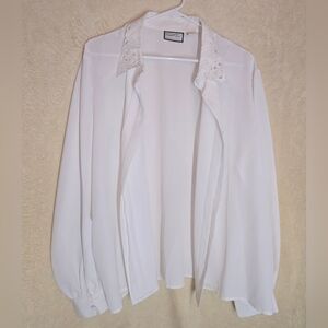 Carroll Reed Collection Petite Longsleeve Button Blouse Shirt Vintage Size XL Wh